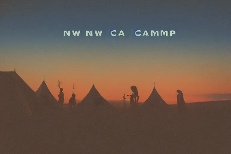 Prompt: new glowing camp life album cover, film, gradient