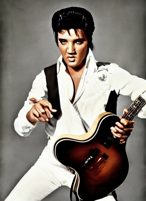 Image similar to photo of superstar elvis presley by anne leibovitz