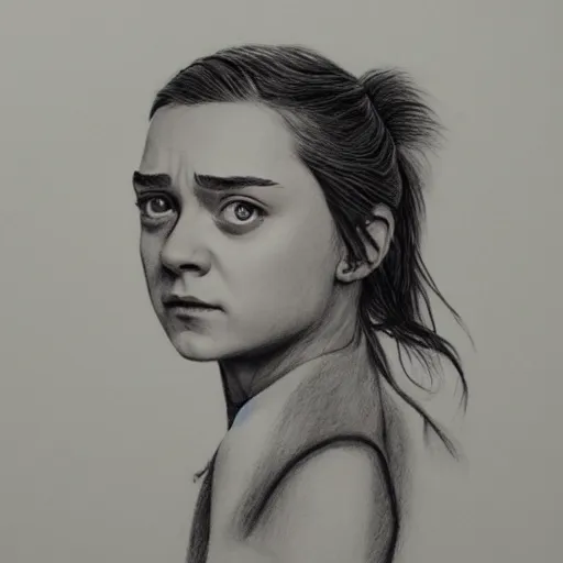 Image similar to arya stark as venus, detailed pencil drawing by glenn vilppu