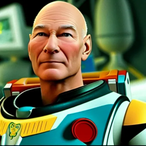 Image similar to patrick stewart as the real buzz lightyear