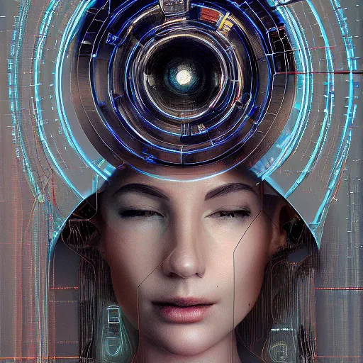 Prompt: portrait of a robot woman, artificial intelligence, sci-fi components, intricate wiring, studio lightning, concept art, photorealistic, digital painting