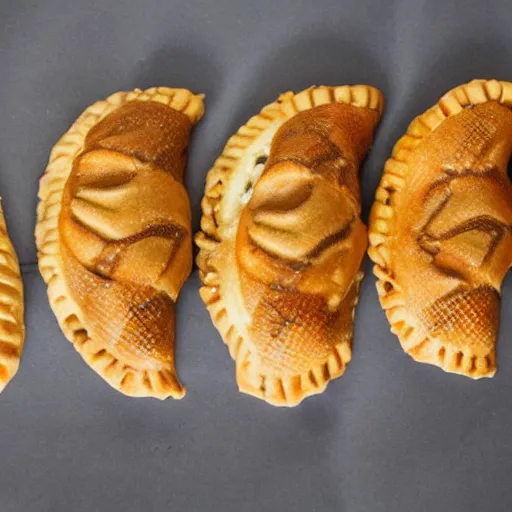 Prompt: close view of a snake empanada