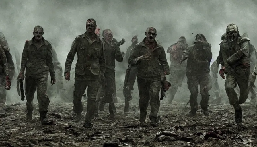 Image similar to big budget horror movie about a world war 2 zombies