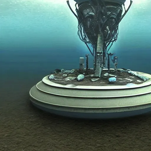 Image similar to underwater ufo base with aliens, photorealistic, detailed