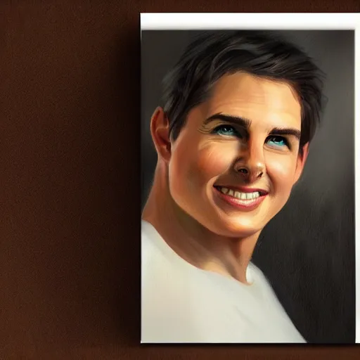 Prompt: overweight Tom Cruise,portrait painting, trending on artstation