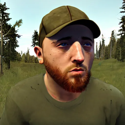 Image similar to mac miller, in dayz, screenshot