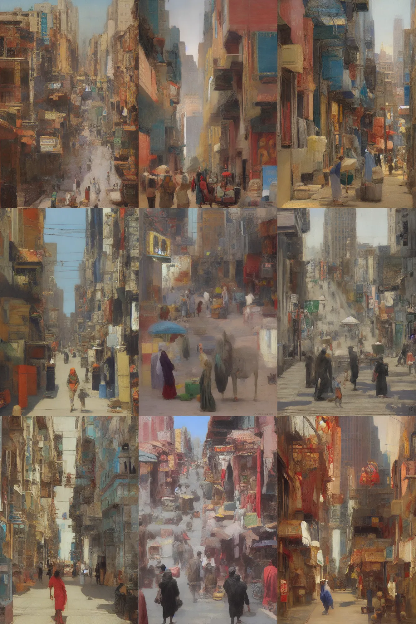 Prompt: moroccan new york city street, summer 2016, Jean-Leon Gerome