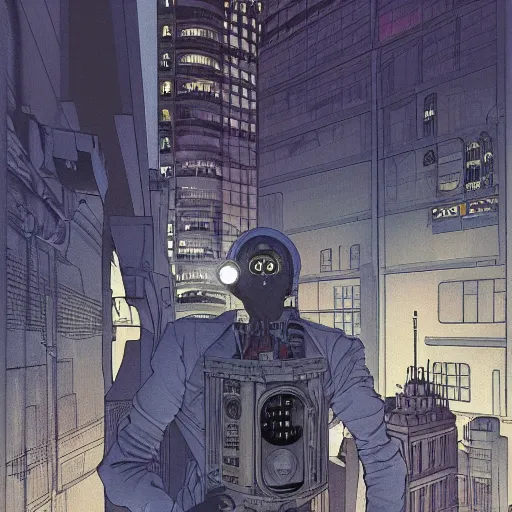 Image similar to Digital portrait of a Ghost in the machine by francois Schuiten, cyberpunk, impressive perspective, masterpiece