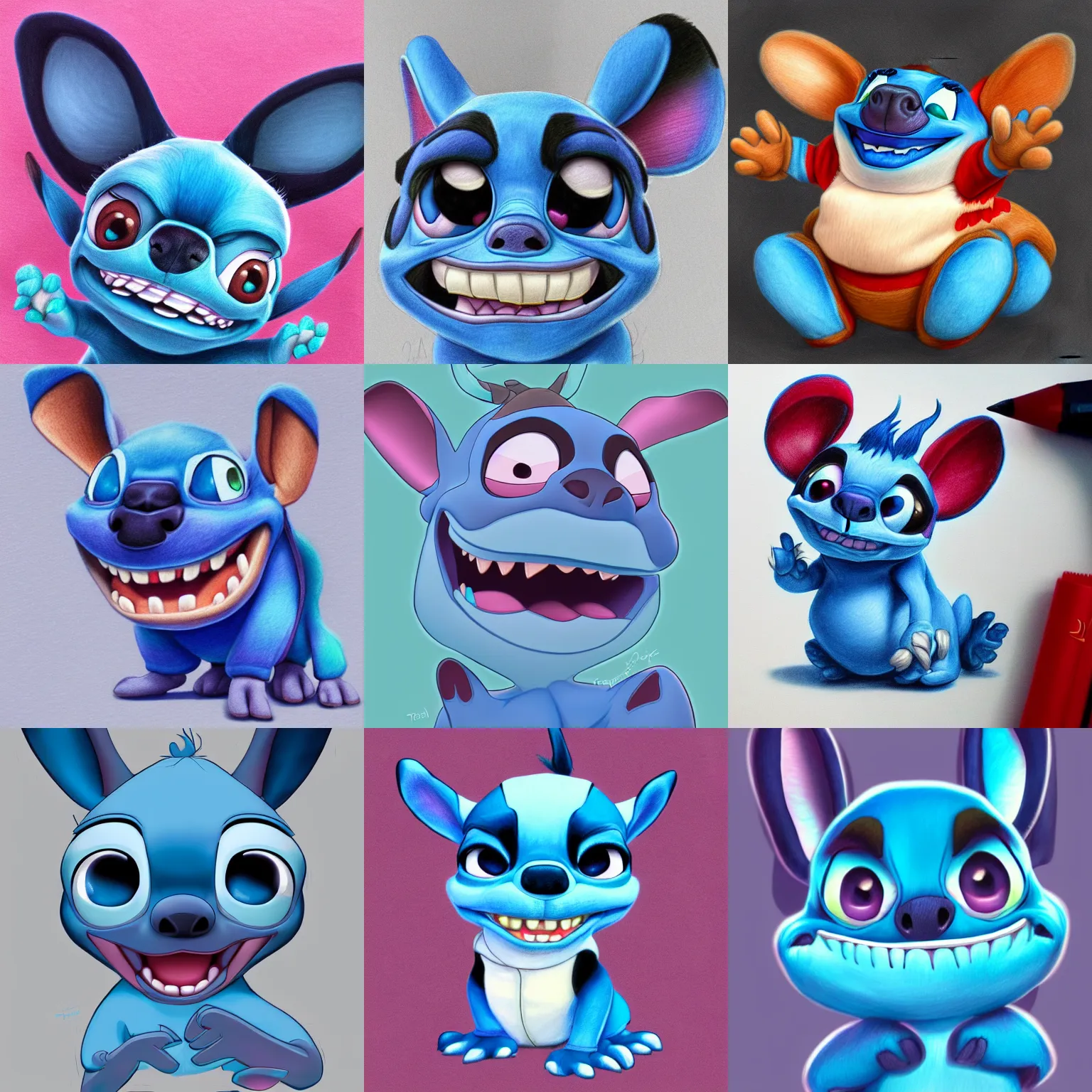Prompt: very detailed drawing of stitch from stitch disney movie, beautiful, detailed, artwork, devianart, trending on artstation, by tsaoshin, phation, illustration