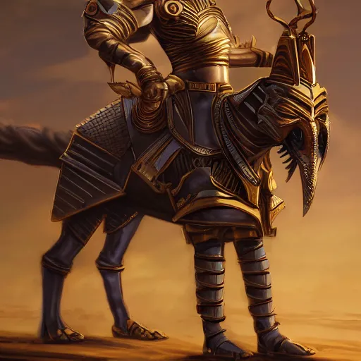 Image similar to pharaoh with armor on, steampunk, concept art, masterpiece, digital art, ultra detailed, sharp focus, cinematic lighting, 8 k hd resolution