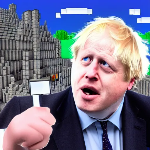 Prompt: Boris Johnson as a Minecraft mob