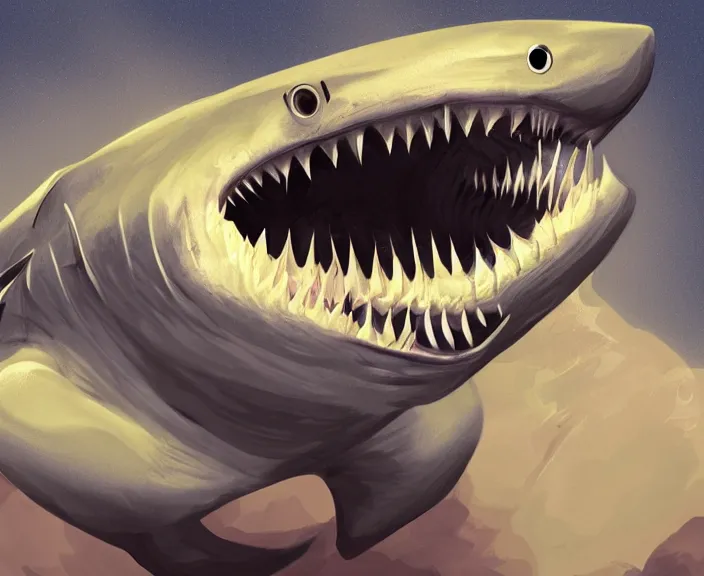 Prompt: Man Turning into Shark, Digital Art