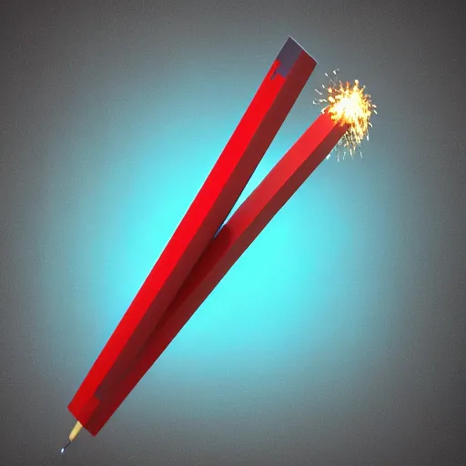 Prompt: 3d render of a minecraft firework arrow