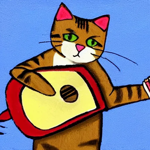 Prompt: cat playing the guitar