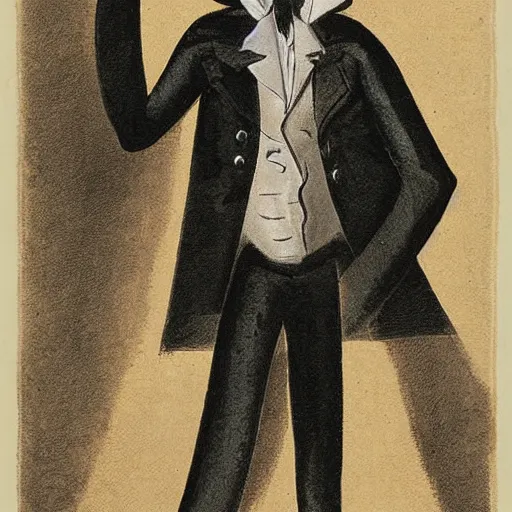 Image similar to a caricature of Jeff Goldblum drawn by Honoré-Victorin Daumier