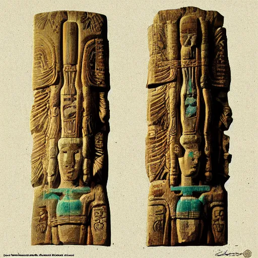 Prompt: two ancient carved Akkadian stone tablets by Kilian Eng, by Sandra Chevrie