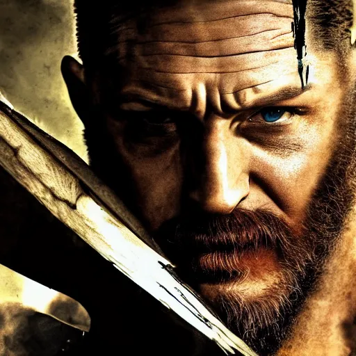 Image similar to Tom Hardy in wolverine suit Digital art 4K quality Photorealism