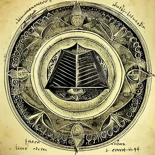 Prompt: the sacred cup of understading, the graal, an alchemical art illustration, medieval manuscript illustration, occult art, alchemical diagram, sacred geometry, low contrast, etching