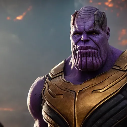 Image similar to a picture of thanos who looks like bruce campbell, infinity wars, ultra realistic, 4 k, ultra high def