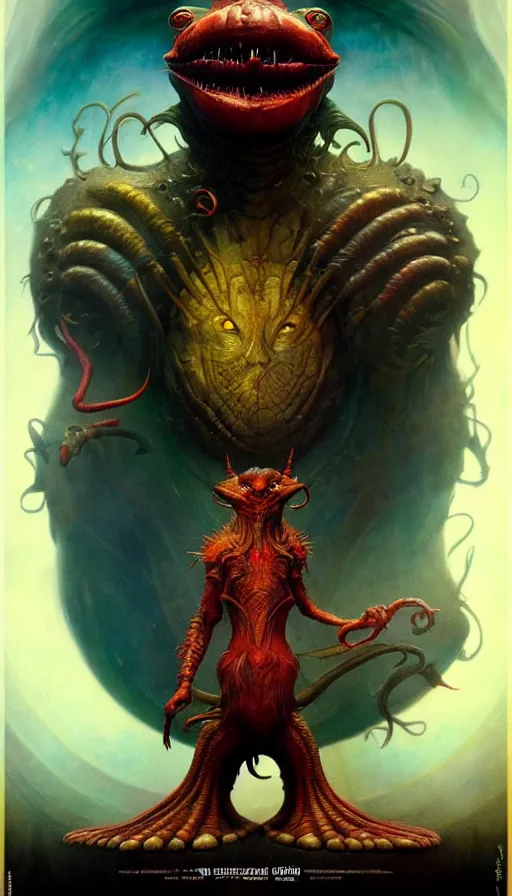 Image similar to exquisite imaginative imposing weird creature movie poster art humanoid colourful movie art by : : weta studio tom bagshaw james jean frank frazetta