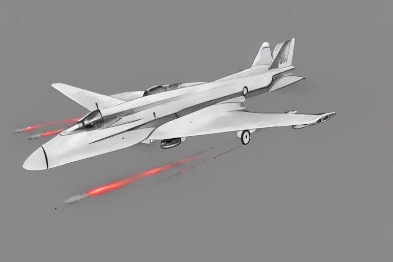 Prompt: Concept art of a retrofuturistic warplane