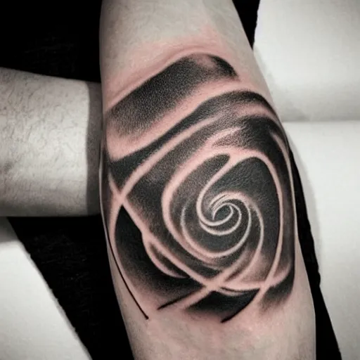 Image similar to a small black tattoo on the arm, science, whole tattoo, realistic, very detailed