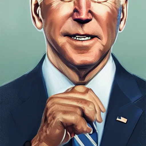 Image similar to Joe Biden, elegant, ultra highly detailed, digital painting, smooth, sharp focus, artstation, pixiv, art by Ina Wong, Bo Chen, artgerm, rossdraws, sakimichan