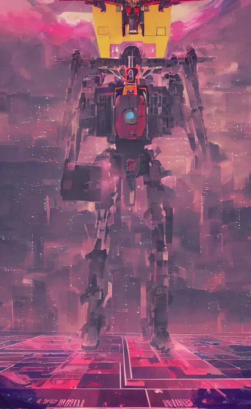 Image similar to movie poster of huge mecha plays a guitar, in the style of < neon genesis evangelion >, 3 d anime, arcane style, retropunk, steampunk, high resolution, 4 k, retrofuturism, by yoshiyuki sadamoto and ghibli and < simon stalenhag >