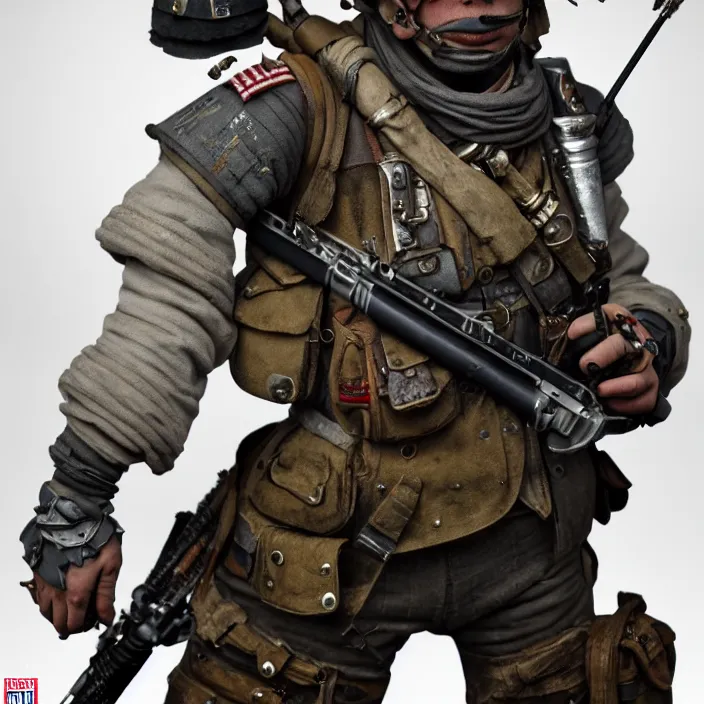 Prompt: photograph of a real-life beautiful stteampunk soldier. Extremely detailed. 8k