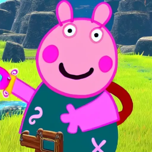 Image similar to Peppa Pig in The Legend of Zelda Breath of the Wild