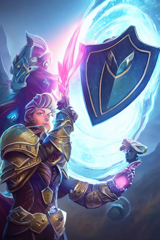 Image similar to shield fantasy epic legends game icon stylized digital illustration radiating a glowing aura global illumination ray tracing hdr fanart arstation by ian pesty and katarzyna da „ bek - chmiel