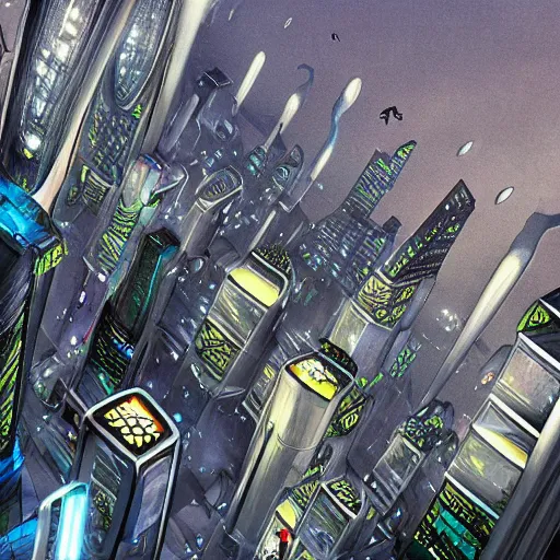 Prompt: panoramic of futuristic city