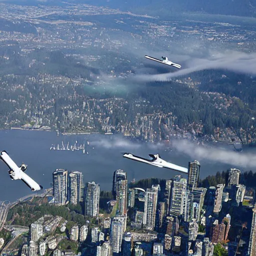 Prompt: covenant phantoms flying above vancouver british columbia - n 9