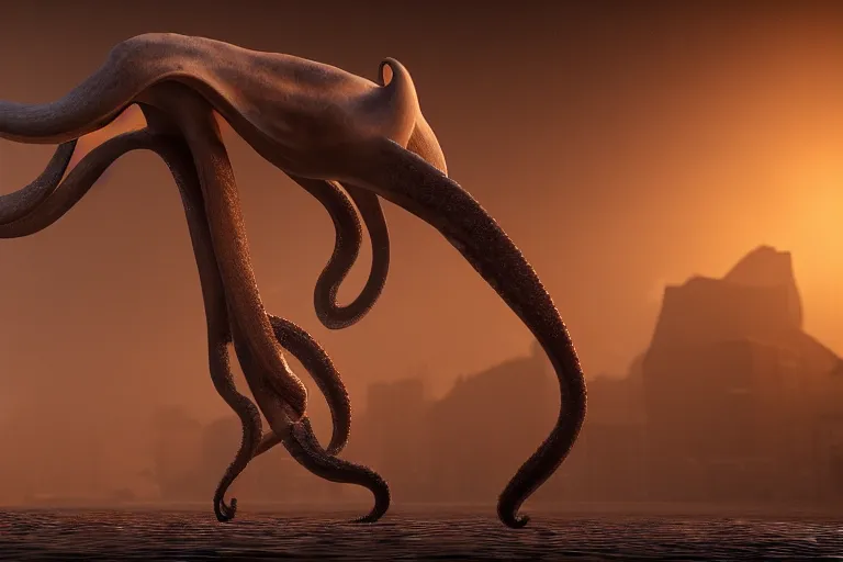 Image similar to dramatic realistic hibrid jiraffe octopus, unreal engine 5, subsurface scattering, hd, 8 k, hdr