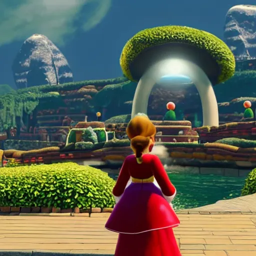 Prompt: an in-game screenshot of Adele in Super Mario Odyssey