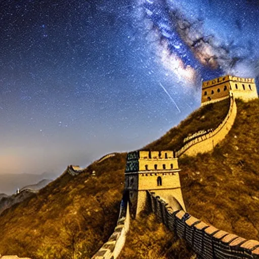 Image similar to Great Wall of China under the Milky Way.