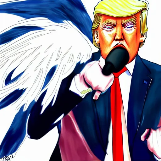 Image similar to Donald Trump anime pokemon art, illustration