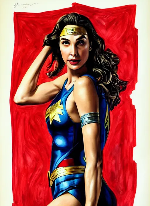 Image similar to portrait of gal gadot, usa president election, soviet propaganda poster, colored, artgerm, highly detailed