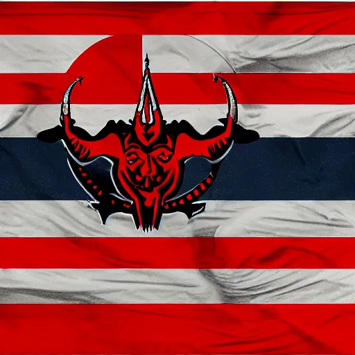 Prompt: Satanic States of America, alternate history, flag, Satanic USA flag