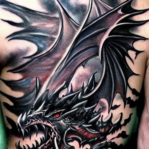 Prompt: dark and vibrant fantasy dragon!!! drake wyvern, black and emerald dragon!!, forearm tattoo, wrist tattoo