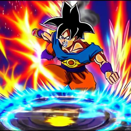 Image similar to a goku and mr popo hybrid casting destructo disc