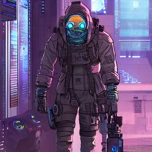 Prompt: ivan. Apex legends cyberpunk hacker. Concept art by James Gurney and Mœbius.