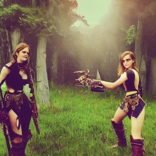 Prompt: Emma Watson playing World of Warcraft