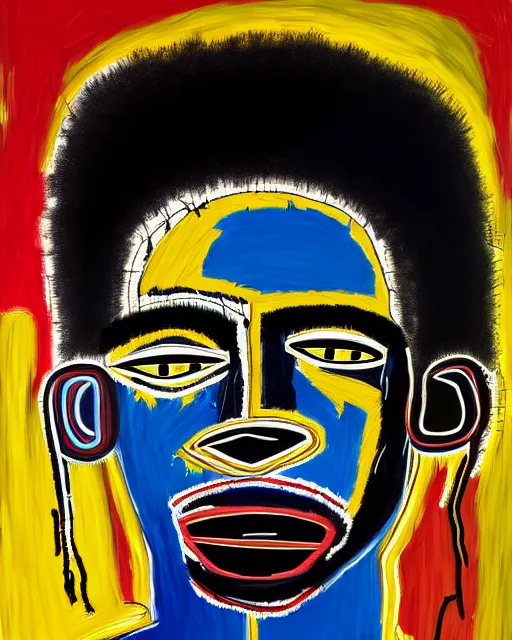 Image similar to A extremely ultra highly detailed majestic hi-res beautiful immaculate head and shoulders award winning painting stunning masterpiece of the face of a strong black african man by Jean-Michel Basquiat, 8k, high textures, ultra hyper sharp, insanely detailed and intricate, super detailed, 8k HDR ultra high quality