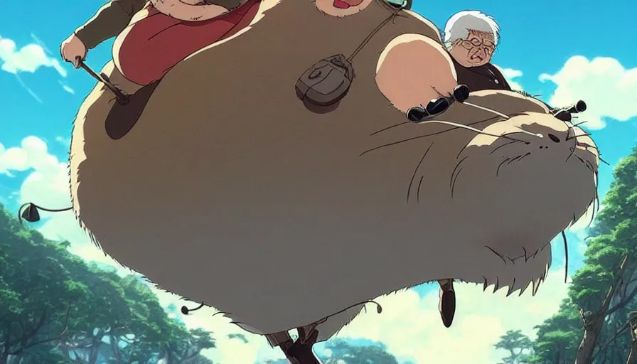 Image similar to the last fat catrider, comedy, graphic art, rgba, 8 k hd resolution, pinterest, dynamic character, 8 k character details, concept art, 8 k ultra realistic, intricate details, ultra detailed, reduce character duplication, in style of hayao miyazaki, by studio ghibli