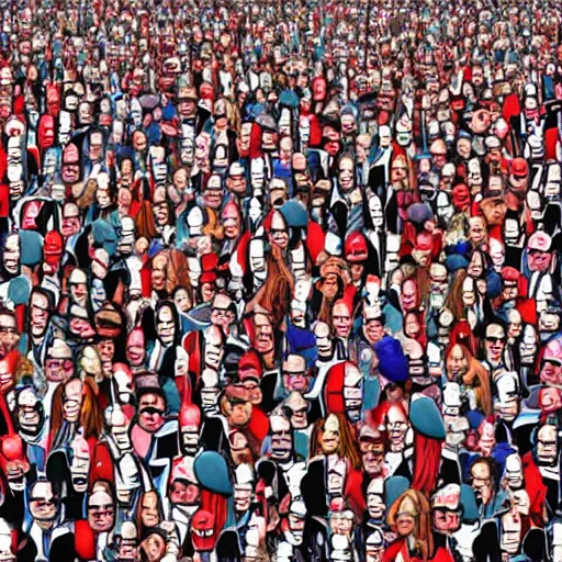 Image similar to Where's Waldo, wimmelbilder style