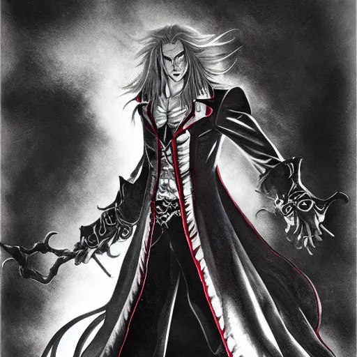 Image similar to Alucard, Castlevania Symphony of the night, full body, concept art, ultra detailed