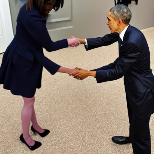 Image similar to amelia watson finally shakes hands with her hero, barack obama