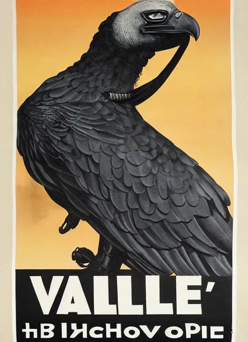 Prompt: vulture look in 1940s propaganda poster, full hd