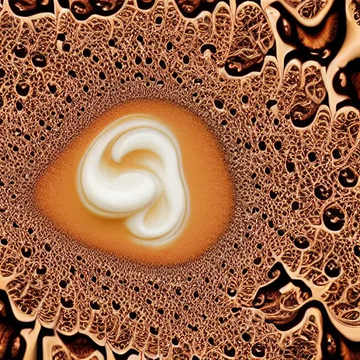 Prompt: coffee foam fractal, photograph